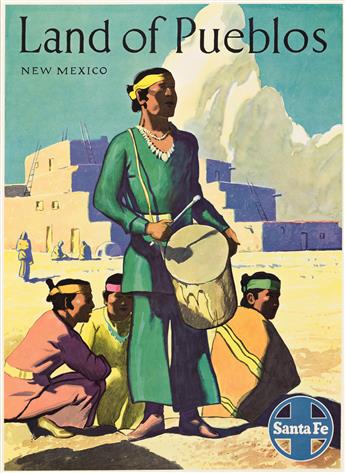 VARIOUS ARTISTS.  [SANTA FE RAILROAD.] Group of 7 posters. Circa 1950. Sizes vary, each approximately 22x16 inches, 55¾x40½ cm.